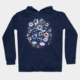 Ink Soft Blue Flowers Hoodie